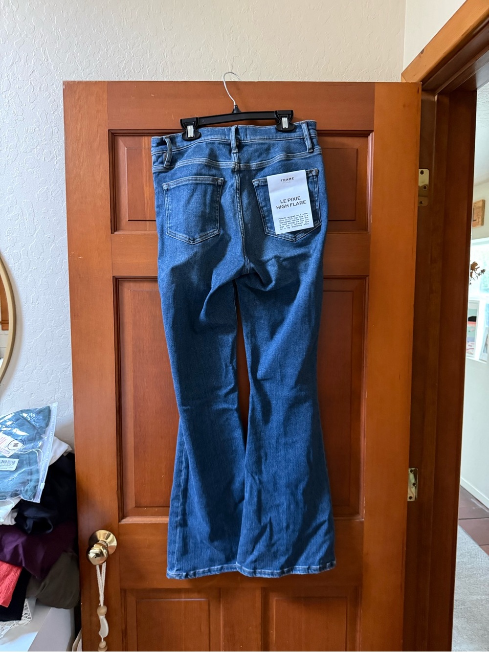 FRAME Le Pixie 29 Mid-Rise Dark Blue Flare Jeans - Picture 3 of 4